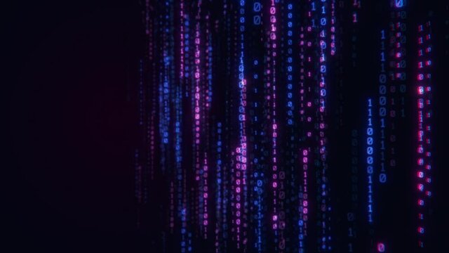 Looping Digital binary data, streaming code matrix background. concept, programming coding hacker cyberspace
