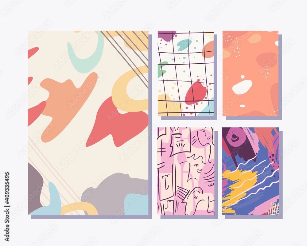 Poster abstract pattern backgrounds set vector design