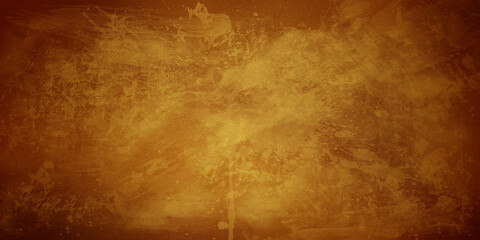 Yellow orange background with texture and distressed vintage grunge and watercolor paint stains in elegant Christmas backdrop illustration
