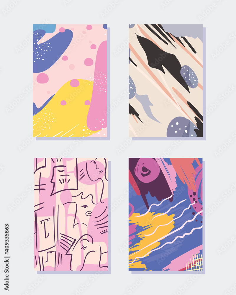 Poster abstract pattern backgrounds icon set vector design
