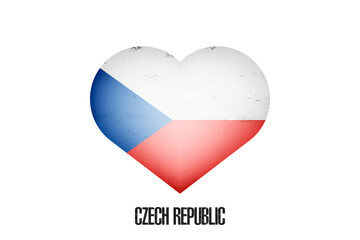 Heart with Czech national flag colors. Flag of Czech Republic in the form of a heart made on an isolated background. Design pattern for greeting card on an Valentines day. Vector illustration