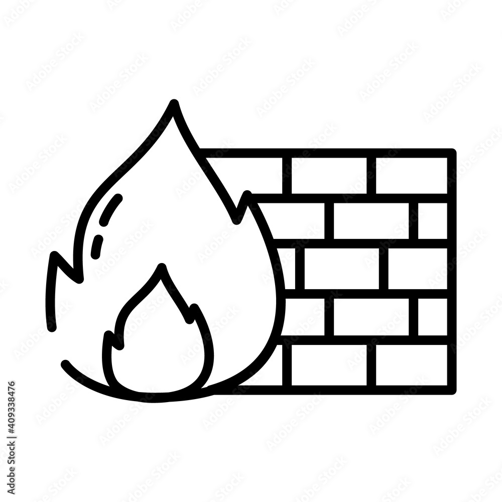 Poster firewall symbol icon, half line style