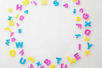 円形に配置した複数のアルファベット