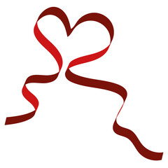 long red ribbon with a heart pattern in the middle