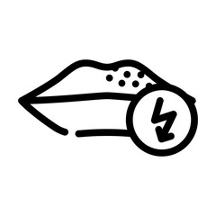 lips cutting ache line icon vector illustration