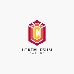 LETTER C HEXAGON INITIAL LOGO VECTOR TEMPLATE