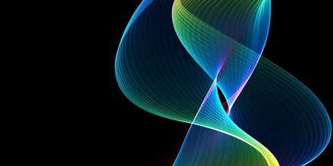 Abstract colourful wave on a black background	
