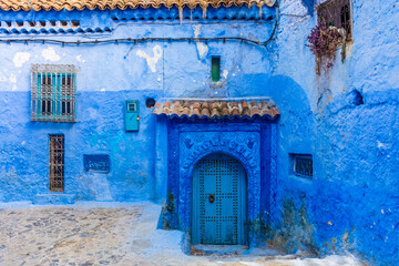 Streets in the blue town of Chefchaouen, Morocco