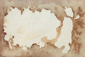Old brown paper grunge background. Abstract frame liquid coffee color