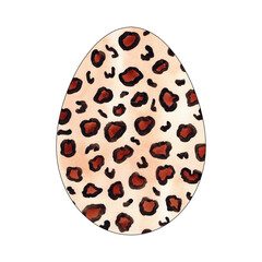 Watercolor leopard egg illustration. Painted Easter egg isolated on white background.