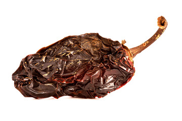 Dried chili, Red chili dried pepper isolated on white background. Morita dried chili