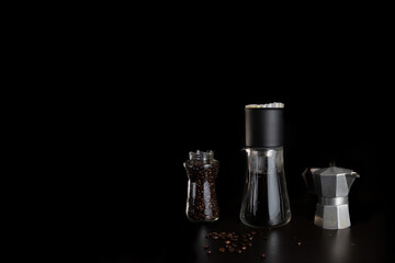 Fresh Brew - Pourover and Moka Pot Coffee on Black Background