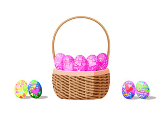 Fototapeta na wymiar easter egg in the basket design colorful on white background illustration vector
