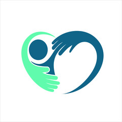 hands holding baby, icon for baby care.