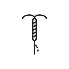 Intrauterine device, contraceptive, hormonal spiral, IUD flat color line icon.