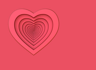 Red heart. Background for a greeting card. 3D illustration