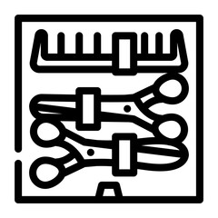 scissors and comb groomer set line icon vector illustration
