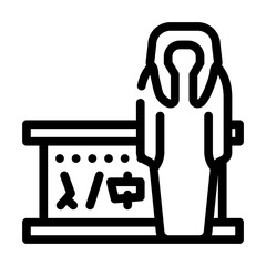 mummy museum exhibit line icon vector illustration