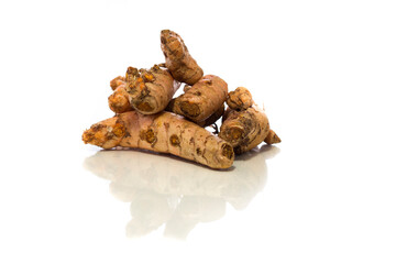 Fresh ginger isolated white background.