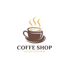 Coffee shop logo design template. Retro coffee emblem. Vector art.
