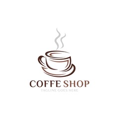 Coffee shop logo design template. Retro coffee emblem. Vector art.
