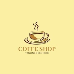 Coffee shop logo design template. Retro coffee emblem. Vector art.
