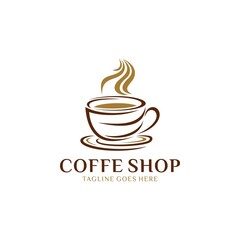 Coffee shop logo design template. Retro coffee emblem. Vector art.
