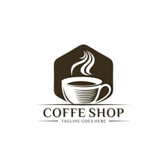 Coffee shop logo design template. Retro coffee emblem. Vector art.
