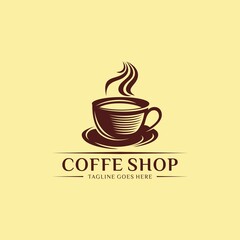 Coffee shop logo design template. Retro coffee emblem. Vector art.
