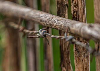 rusty metal fence