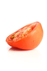 Isolated fruits over white background. Green pepper and tomato.