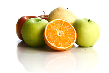 Delicious fruit for dessert and breakfast over white background for designing