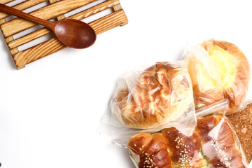 Breakfast bread on top of white table