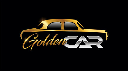 Golden Classic Car Logo Sign