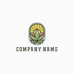 abstract green cannabis logo design