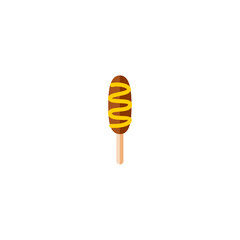 Illustration of Corn Dog Flat Icon: Fast Food, Icon Set Vector Illustration Design