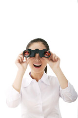 Business lady with a telescope