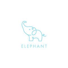 Cute Elephant Logo Design Template Flat Style Vector	