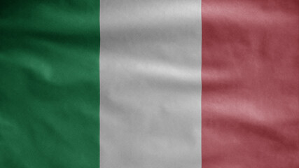 Italian flag waving in the wind. Close up of Italy banner blowing, national day