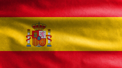 Fototapeta premium Spanish flag waving in the wind. Close up of Spain banner blowing, soft silk