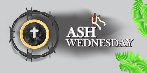 vector illustration of concept for Ash Wednesday wishes greeting , banner, poster