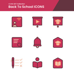 Illustration set icons of School Elementary video call, find, reading book and many more. perfect use for web pattern design etc.
