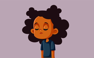 Sad Unhappy African Boy Vector Illustration
