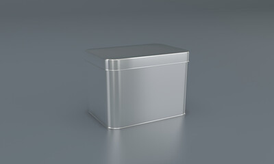 Isolated shot of the unlabeled tin can of processed meat on a grey background