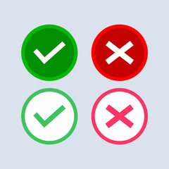 Check list and cancel icon illustration isolated in white background