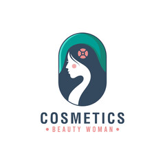 creative logo badge of beauty woman symbol can be used cosmetics, salon, spa, skin care