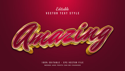 Amazing text in red and gold style and 3d effect. Editable Text Effect