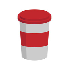 Paper coffee cup. Coffee to go plastic red cup. Realistic disposable coffee cup on white background. Blank coffee cup for brand identity or cafe logo.Vector illustration.