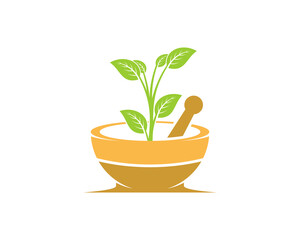 Mortar and pestle with planting tree inside