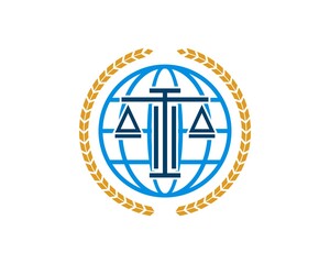 Circular wheat with abstract globe and scale law inside